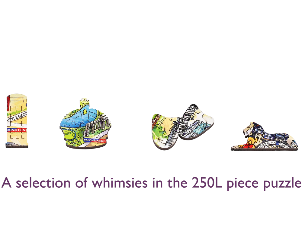 London Landmarks Map - With 21 stand-up pieces: 250 large pieces with 21 stand up pieces - Wentworth jigsaw puzzle
