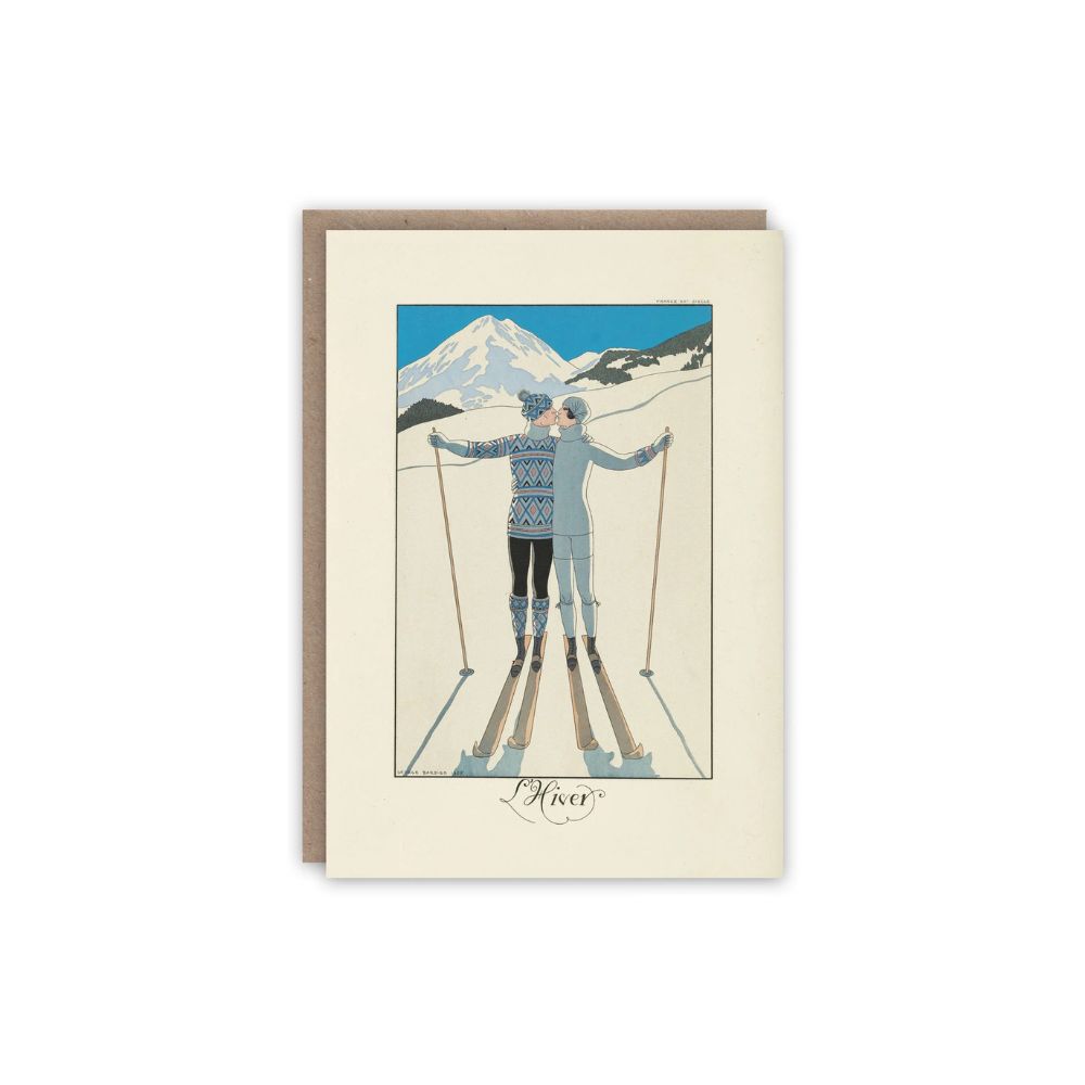 Winter Skiers greeting card