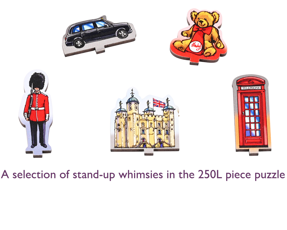 London Landmarks Map - With 21 stand-up pieces: 250 large pieces with 21 stand up pieces - Wentworth jigsaw puzzle
