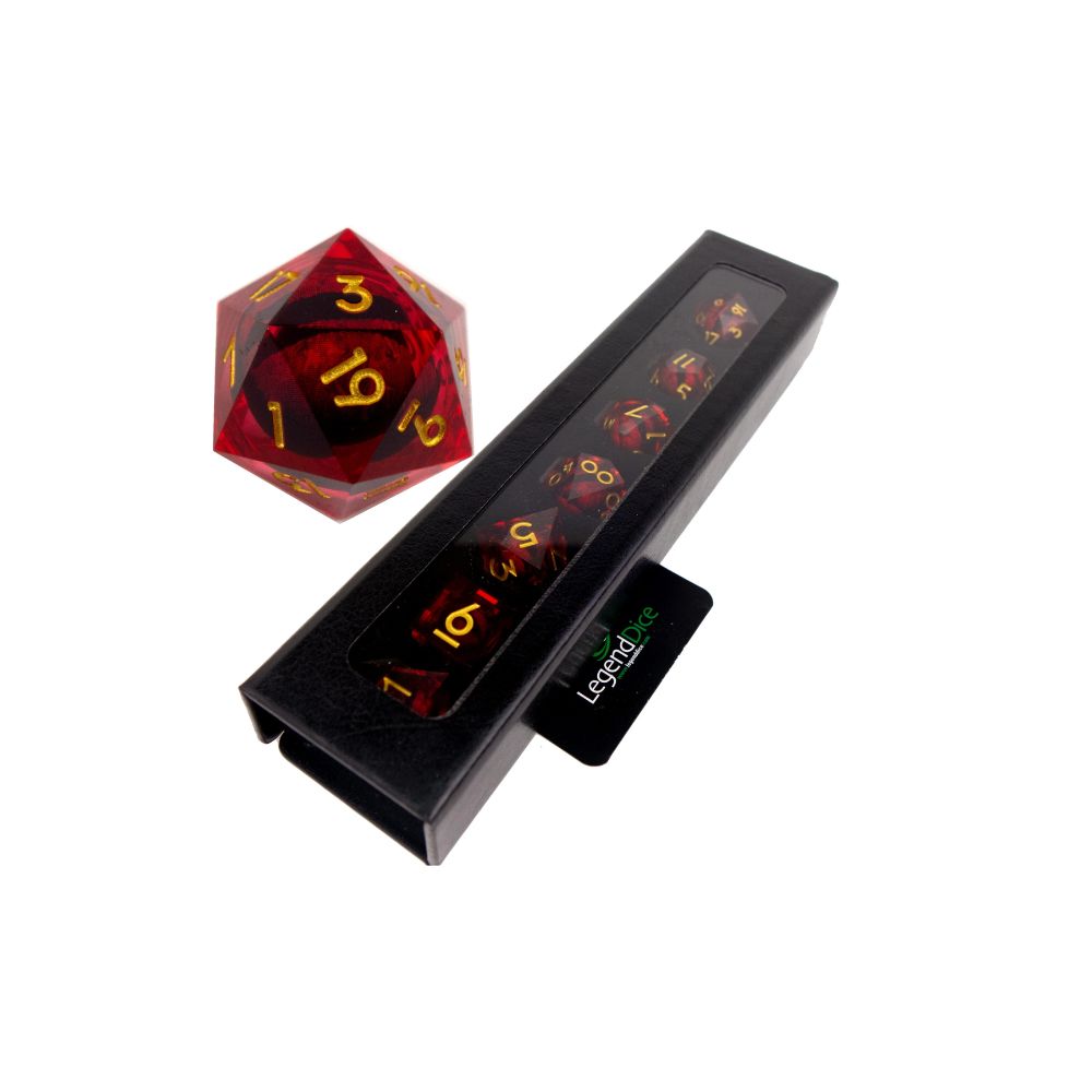 Red Demon Eye | Liquid Core Dice | 7-Polyhedral Set