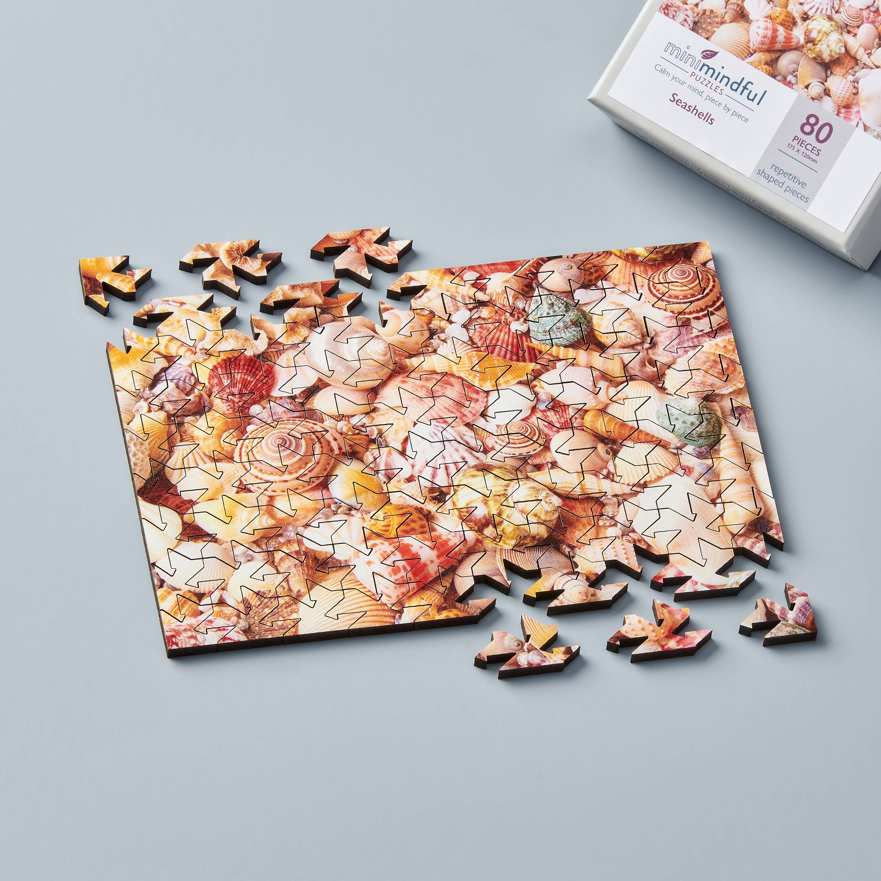 Seashells Wooden Mini Extra Difficult Puzzle: 80 pieces - Wentworth jigsaw puzzle