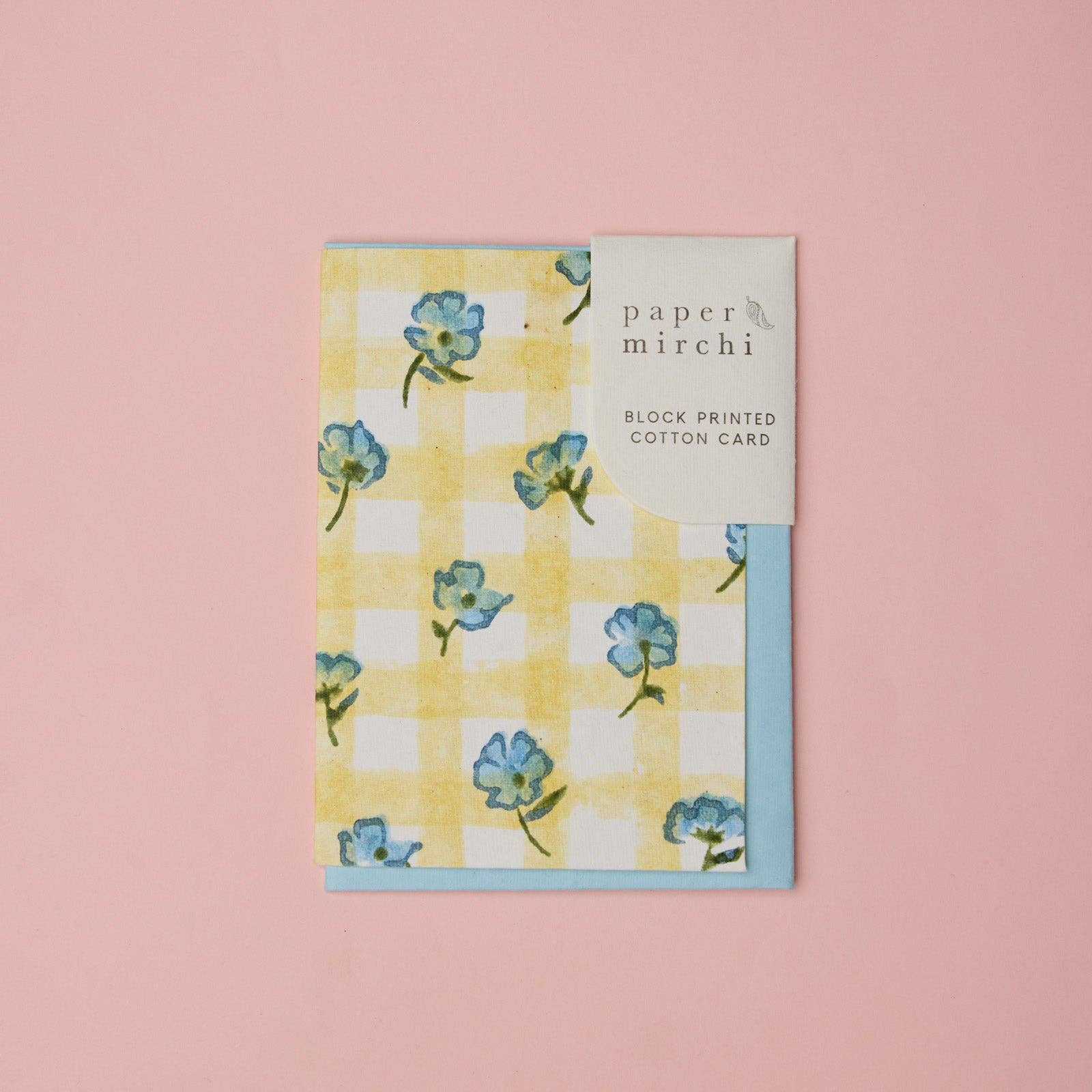 Hand Block Printed Greeting Card - GC Gingham Alaska