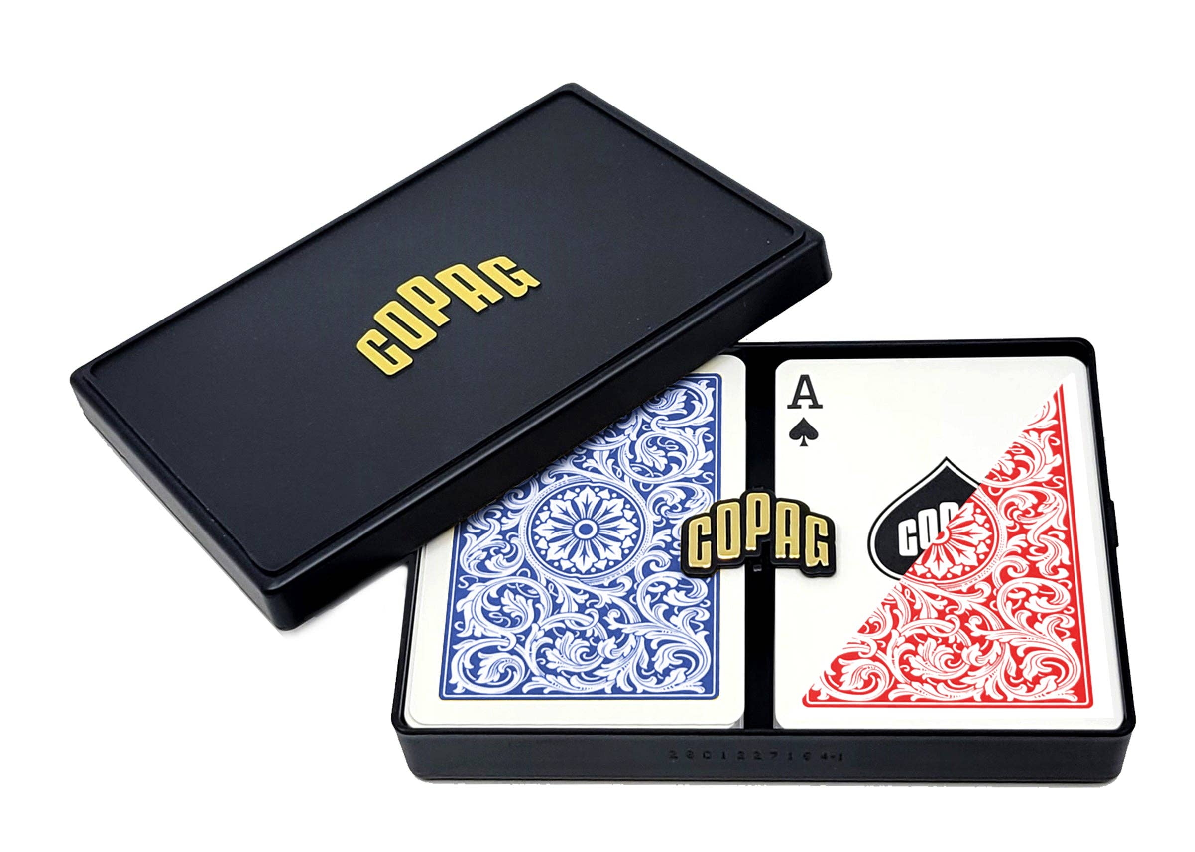 Copag 100% plastic standard size regular index blue/red twin deck playing cards