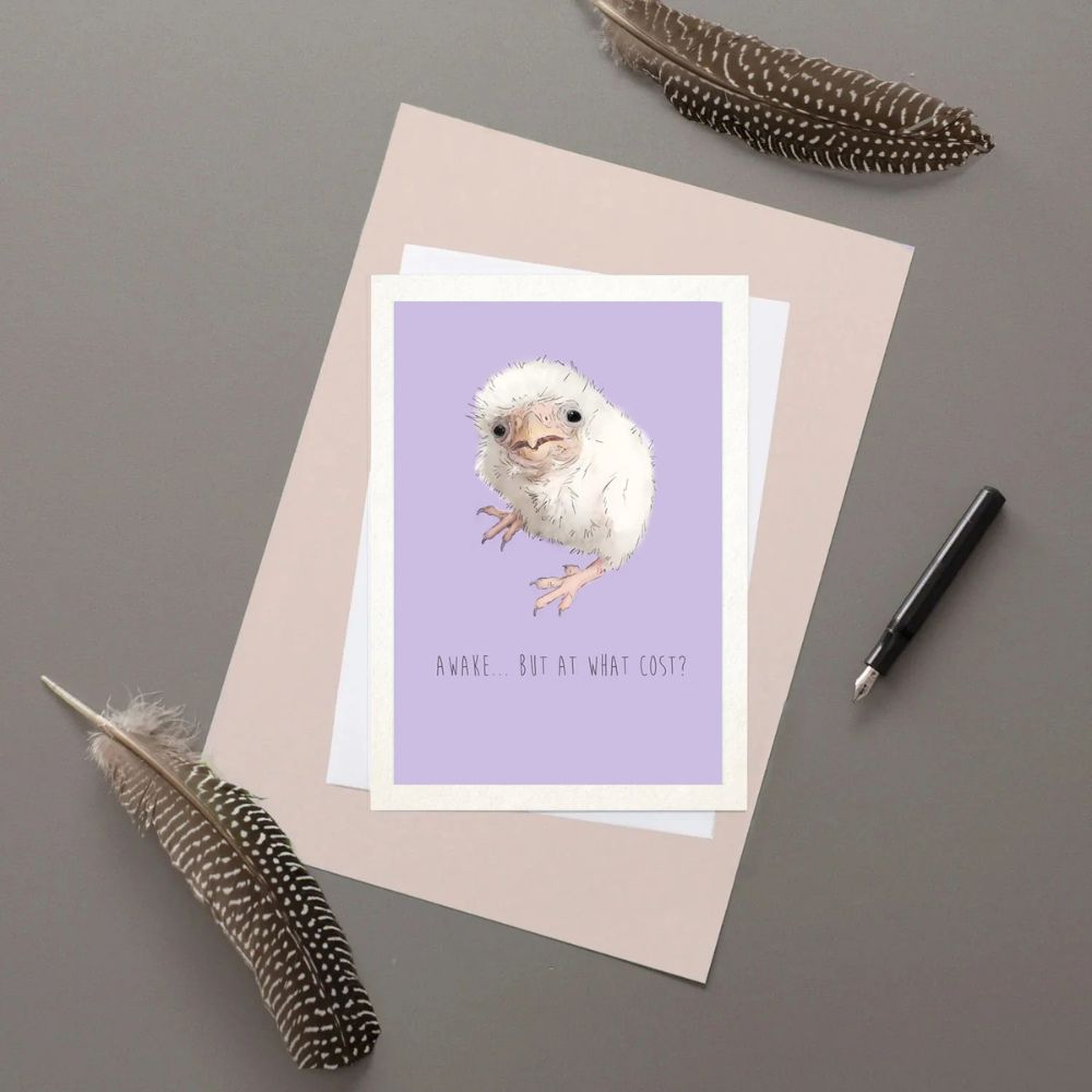 'Awake... But At What Cost?' greetings card