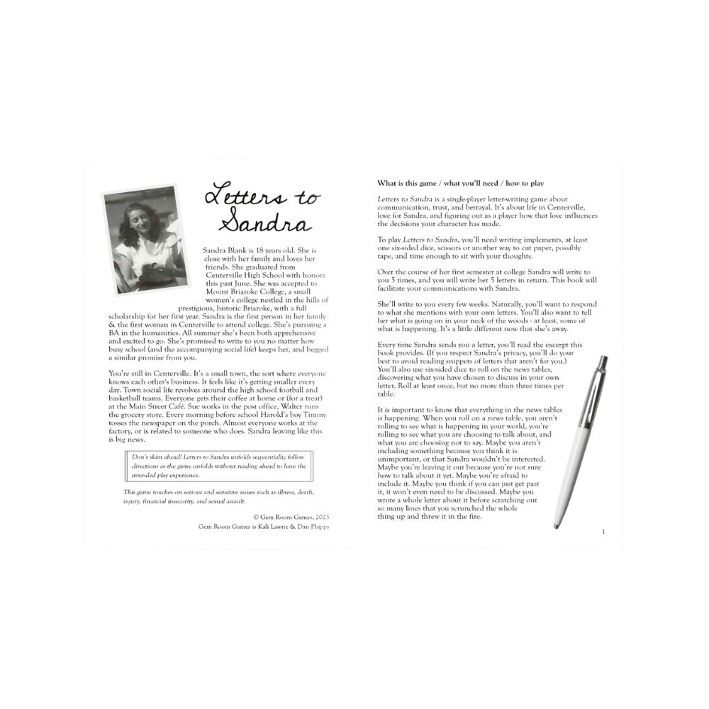Letters to Sandra RPG