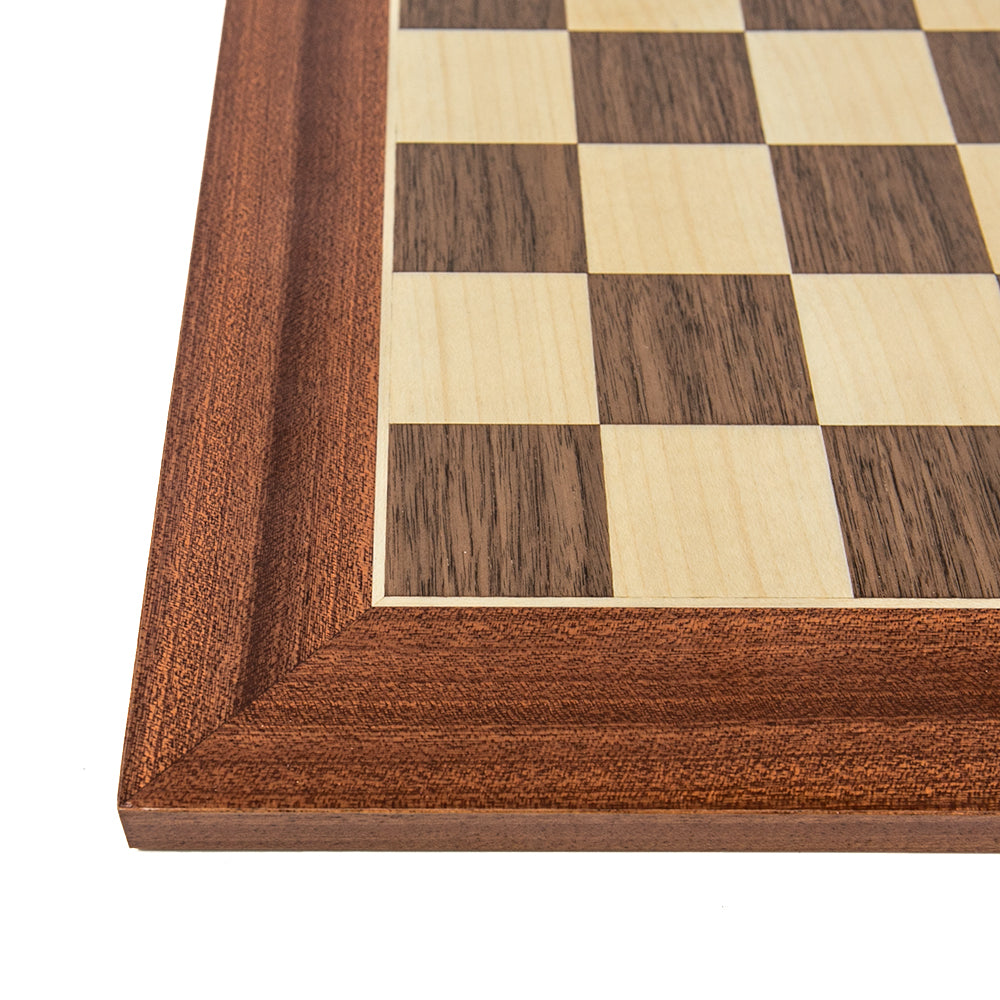 Lady Margaret Hall chess board: walnut and sycamore