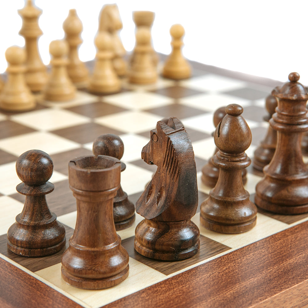 Lady Margaret Hall chess board: walnut and sycamore