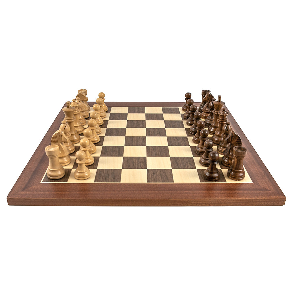 Lady Margaret Hall chess board: walnut and sycamore