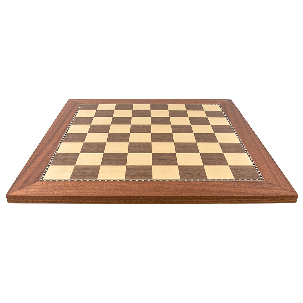Magdalen chess board: walnut and sycamore with decorative frieze border