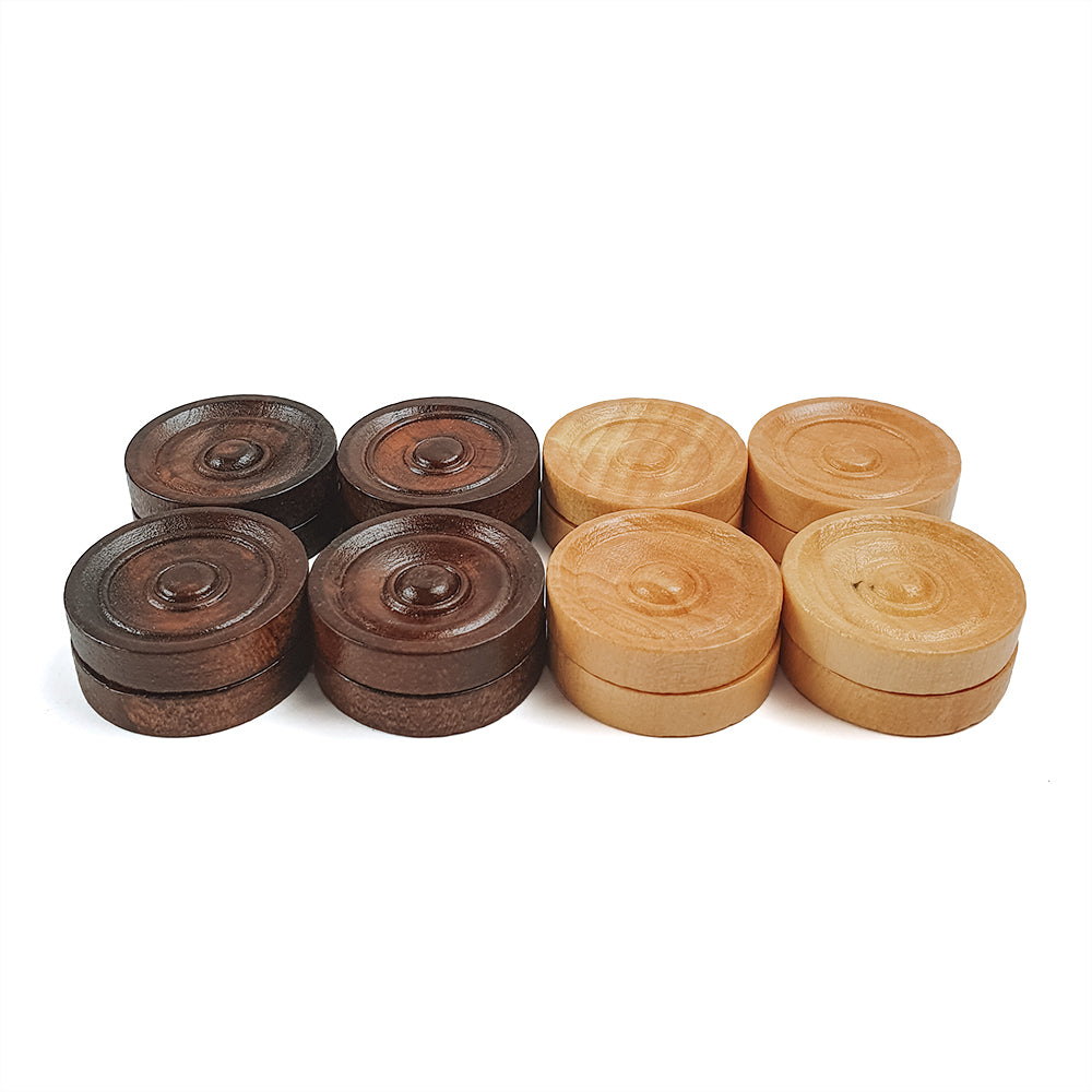 Set of 24 hardwood draughts