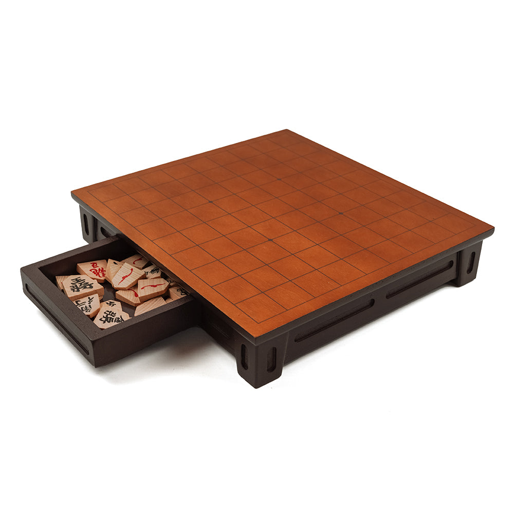 Raised wooden shogi set