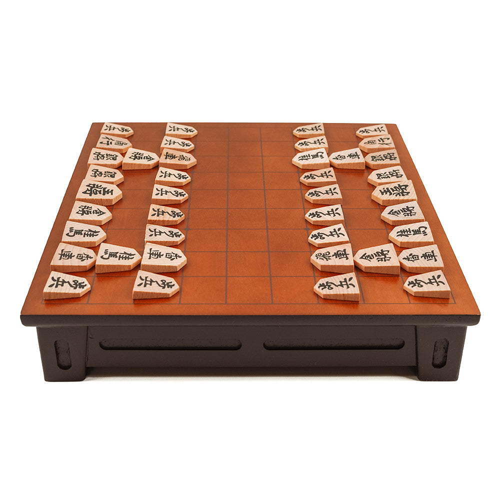 Raised wooden shogi set