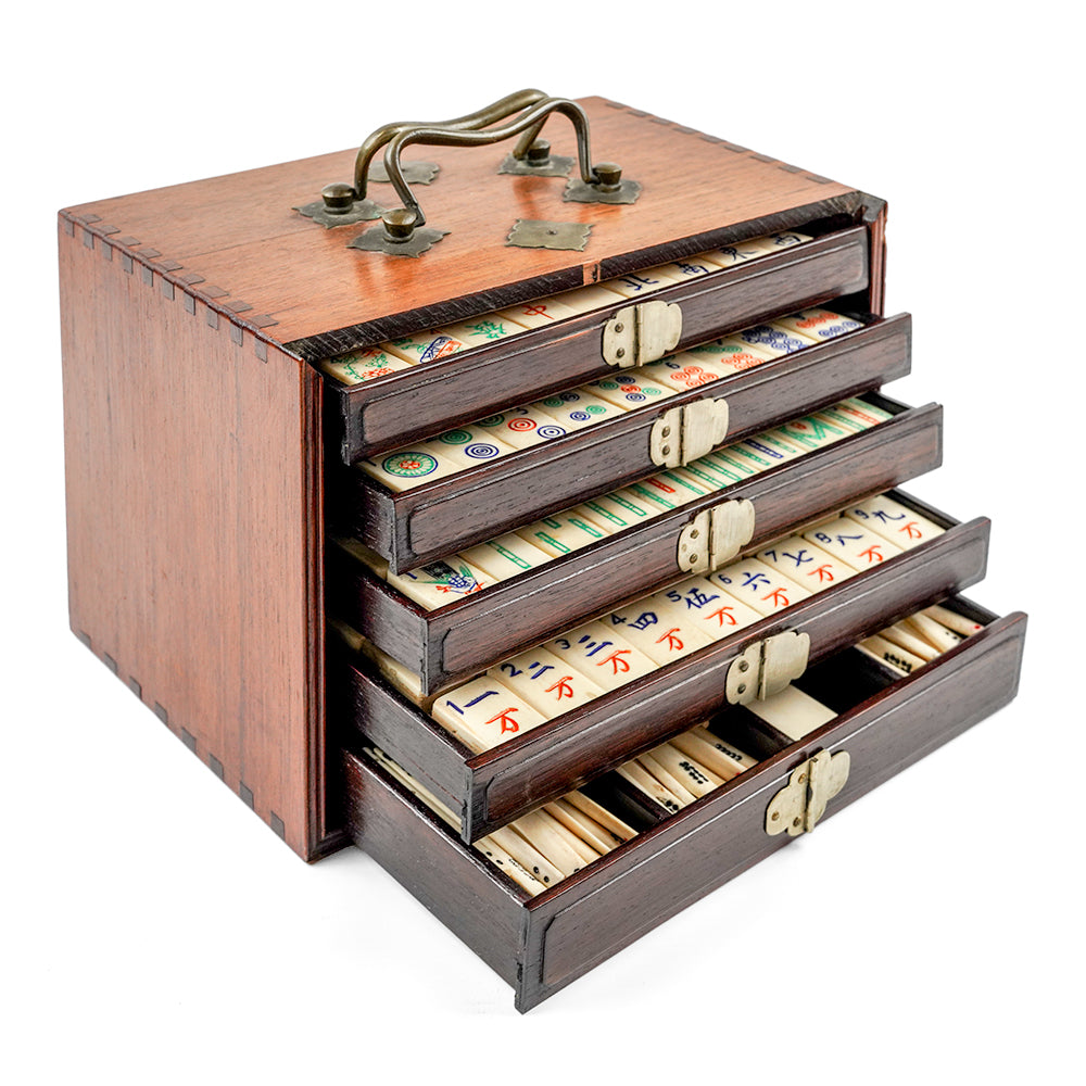 5-drawer Mahogany Mahjong Case - 1920s