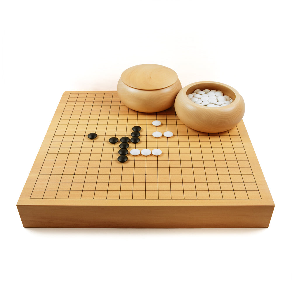 Go stone bowls: light linden wood