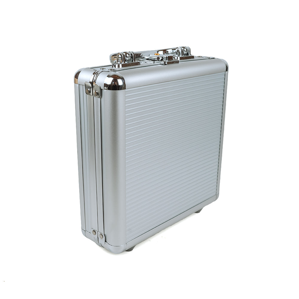 Silver aluminium poker chip case