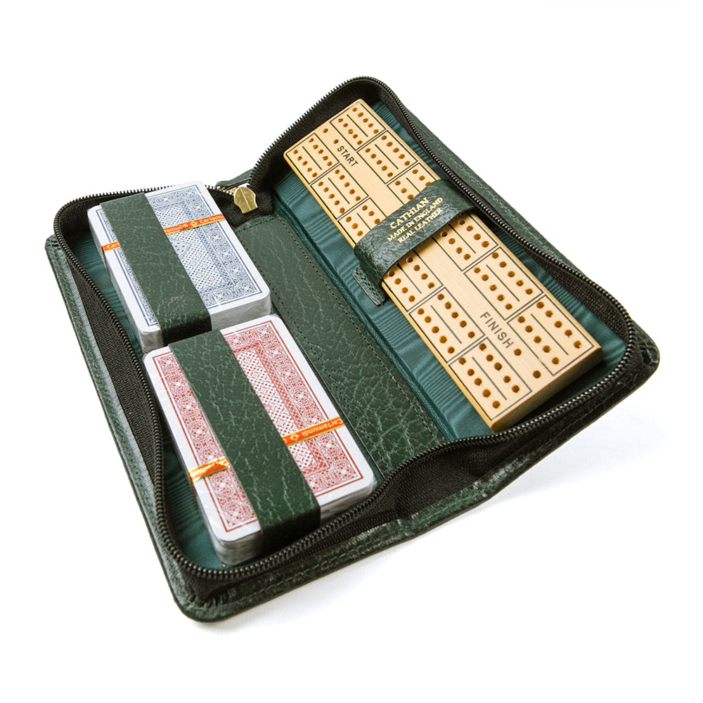 Leather wallet cribbage set