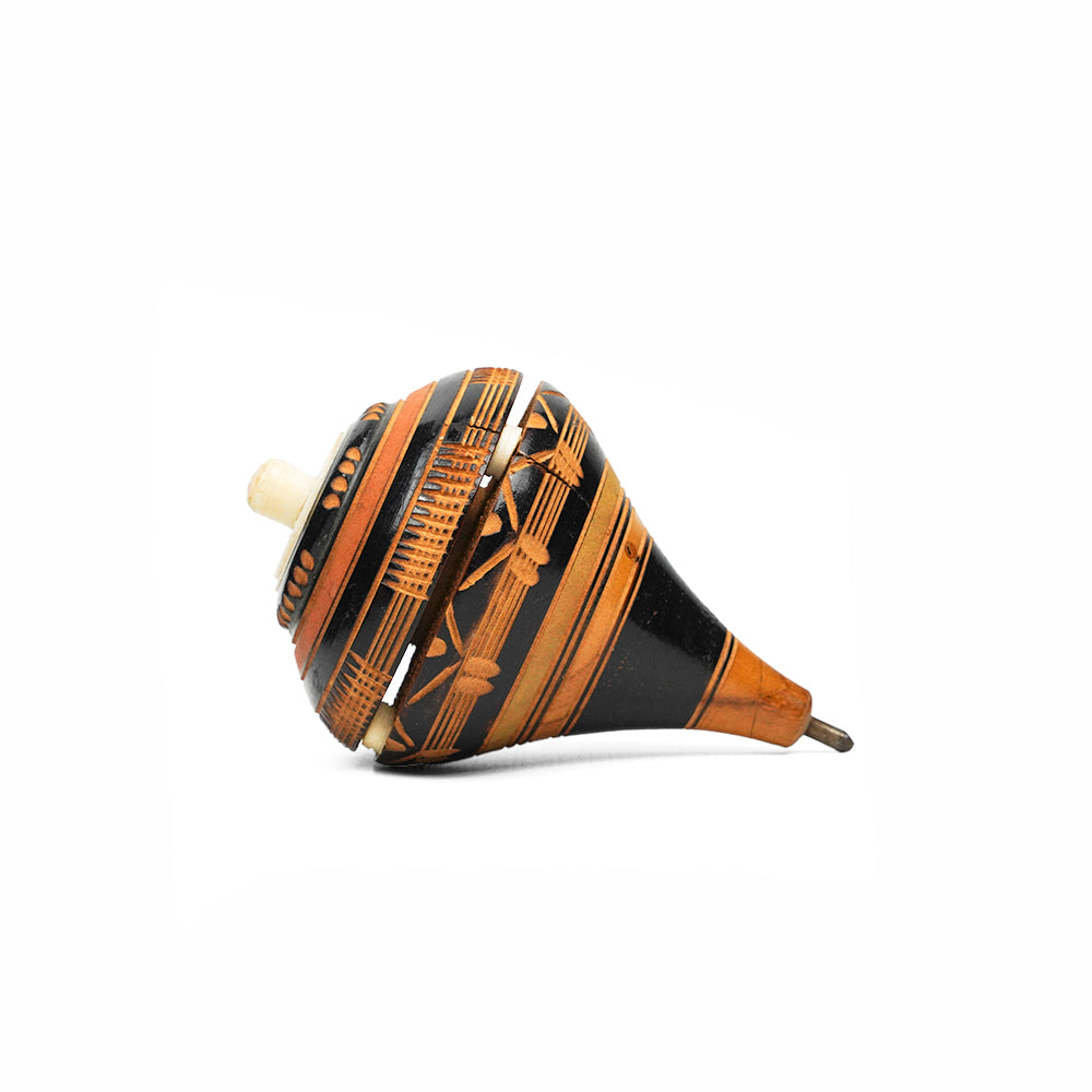 Carved wooden spinning top - 1970s