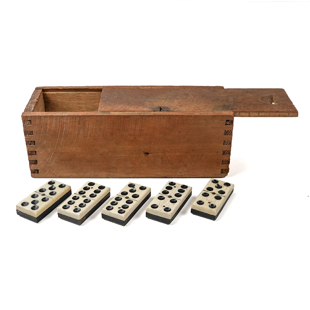 Bone and ebony double six dominoes - 1880