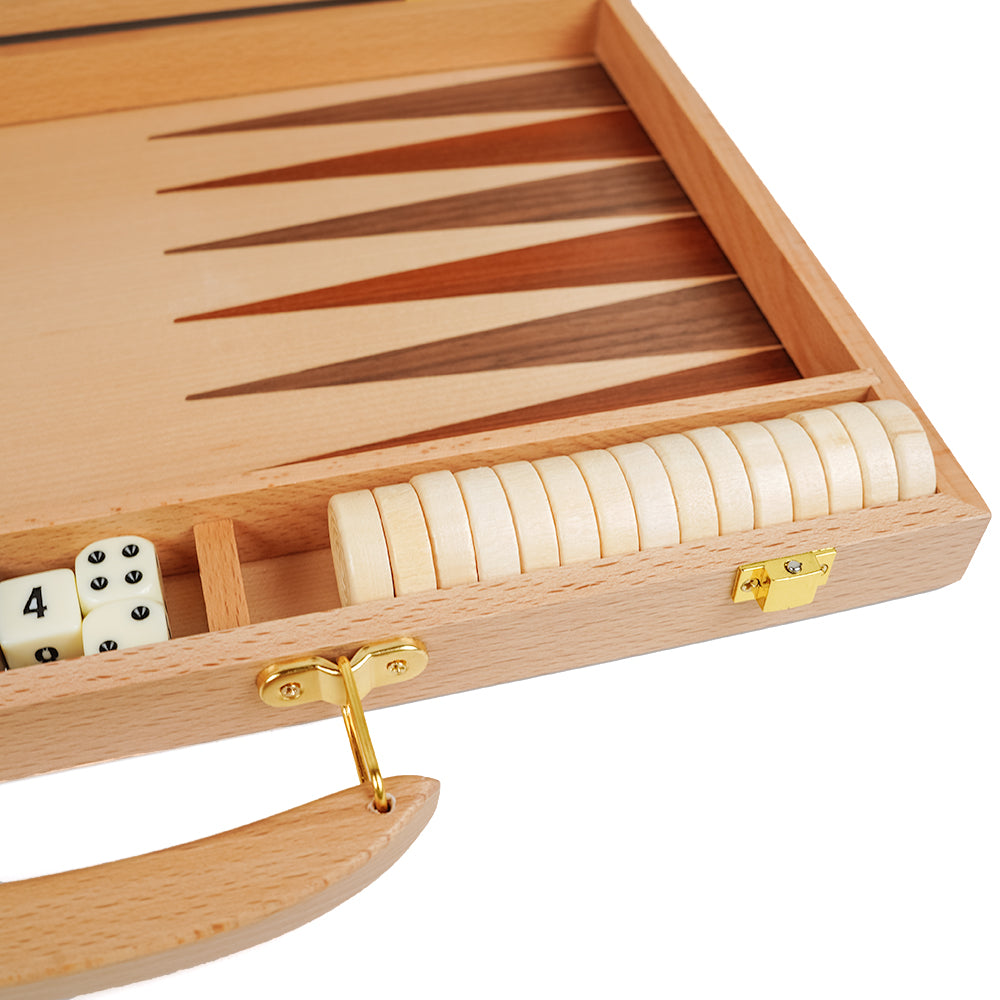 Clarendon folding backgammon set: beech and ash