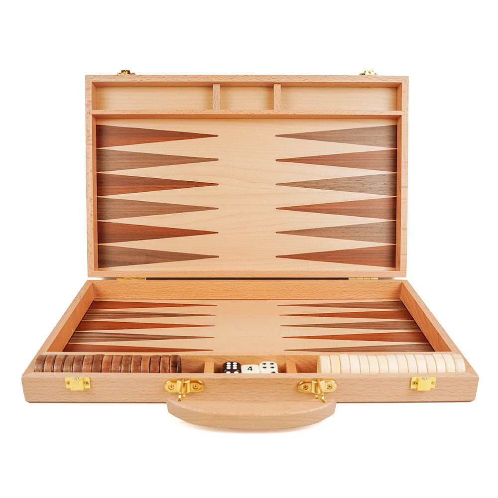 Clarendon folding backgammon set: beech and ash