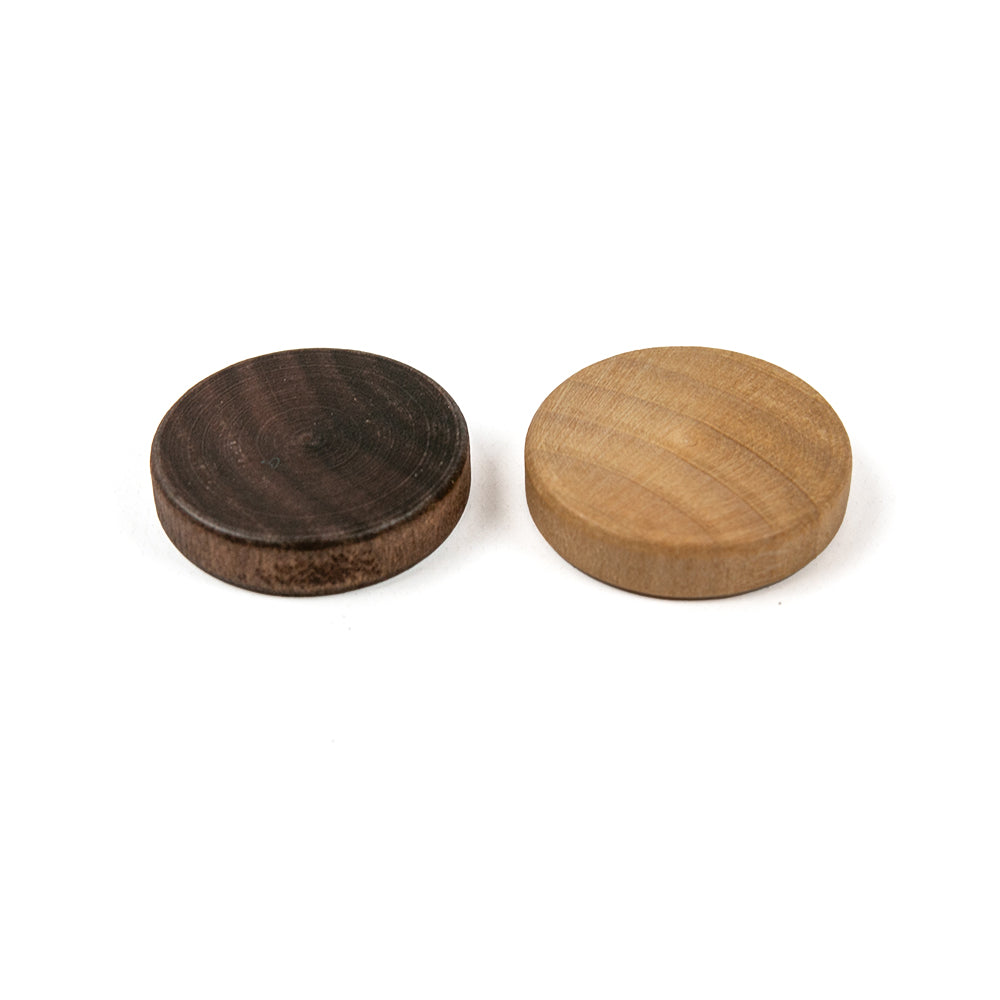 Backgammon counters in birchwood