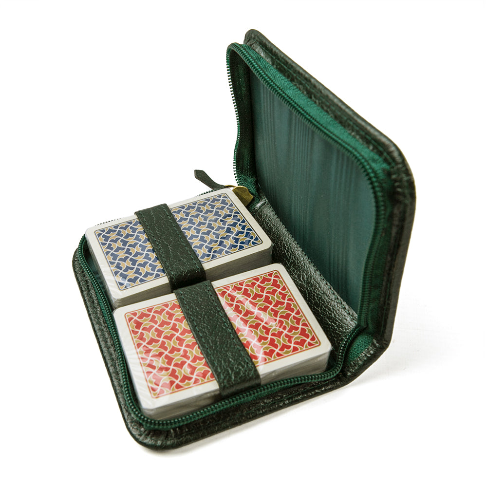 Leather wallet twin deck of playing cards