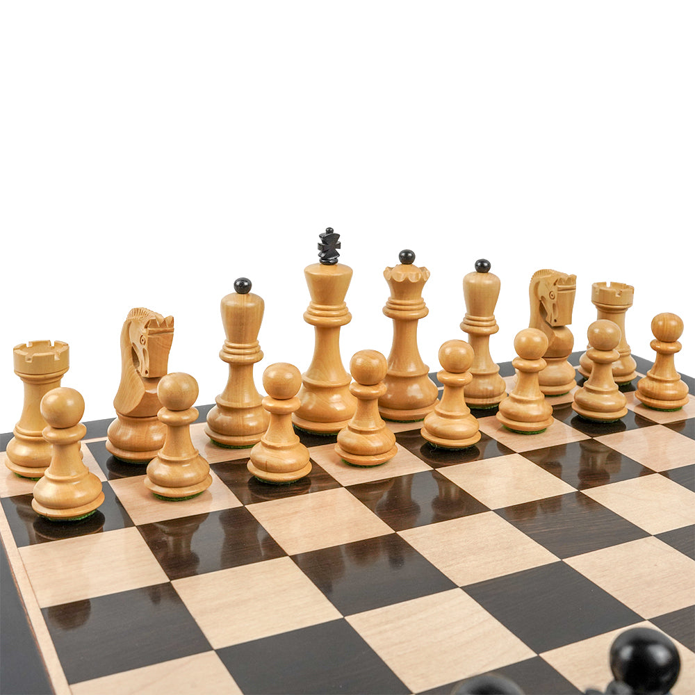 Frideswide chess pieces: 3.75" Zagreb Staunton in weighted ebonised boxwood