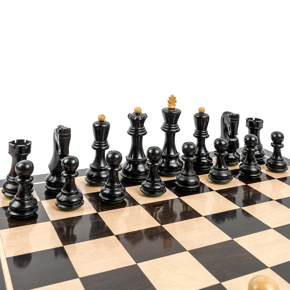 Frideswide chess pieces: 3.75" Zagreb Staunton in weighted ebonised boxwood