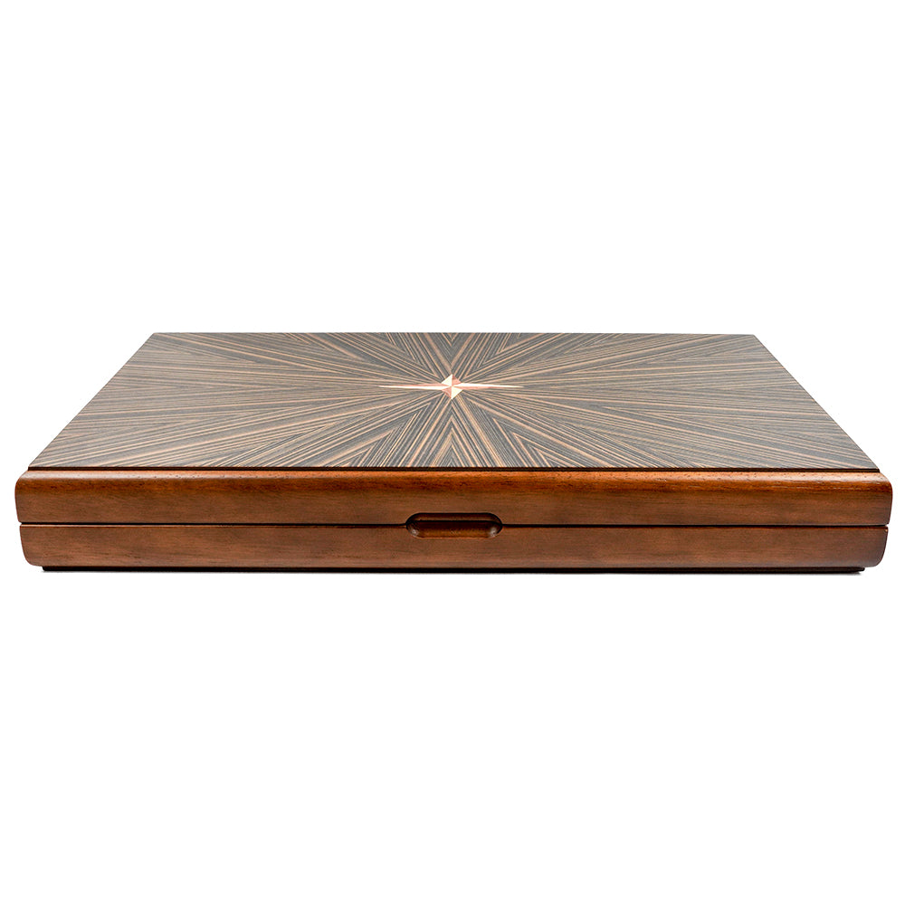 Munich folding backgammon set: Linden wood veneer