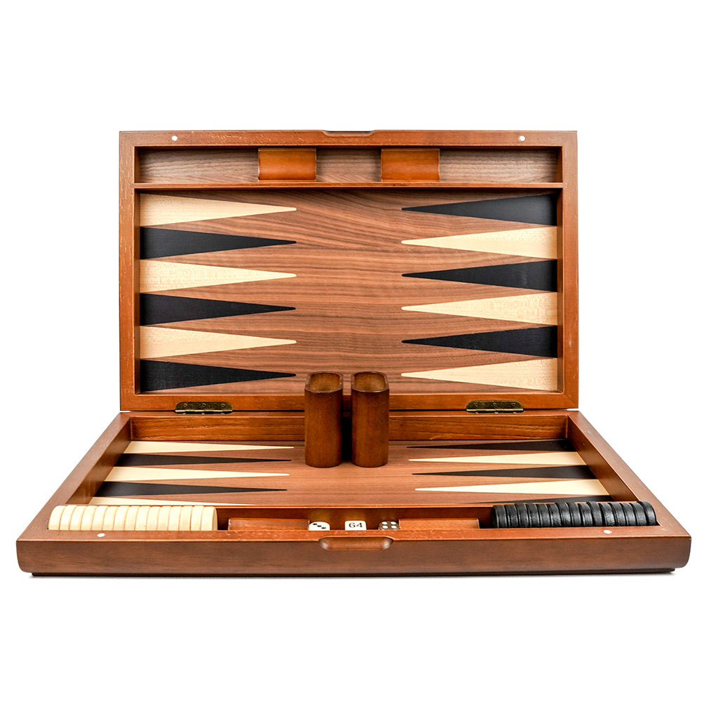 Munich folding backgammon set: Linden wood veneer