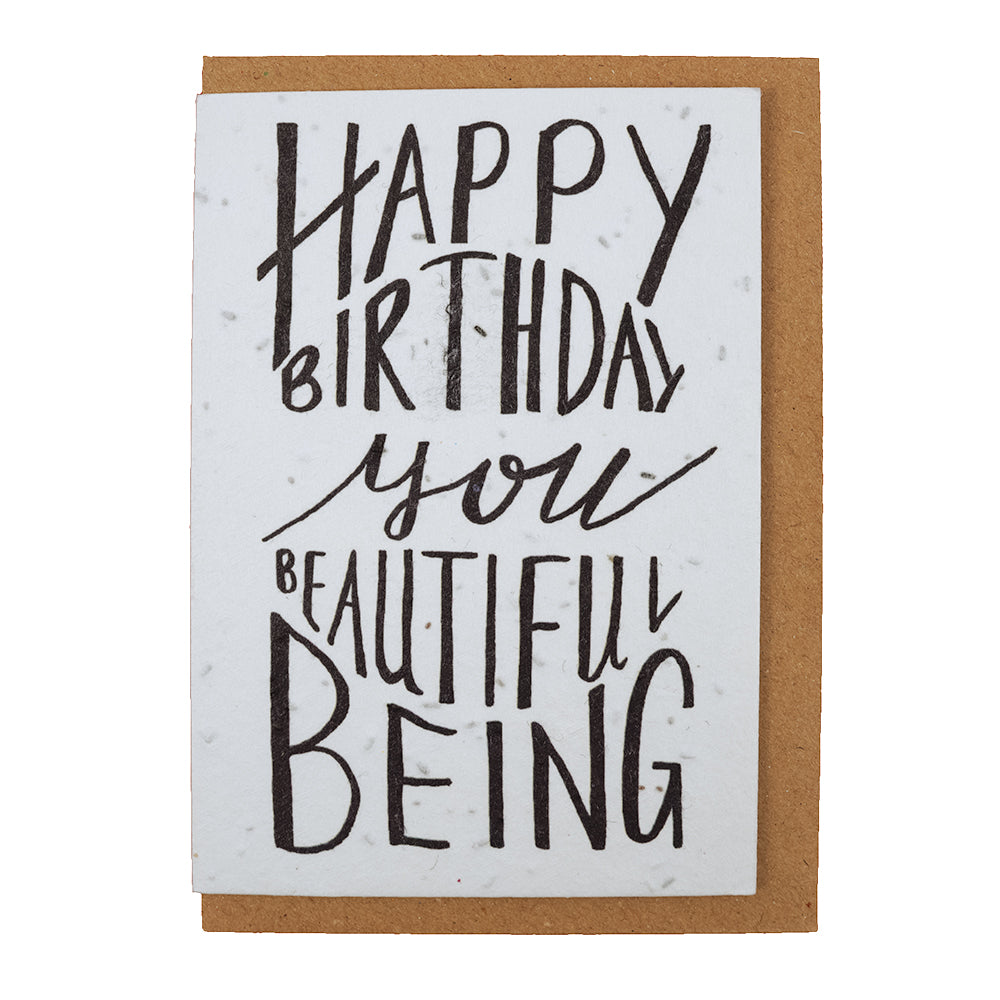 Plantable 'Happy birthday you beautiful being' greeting card