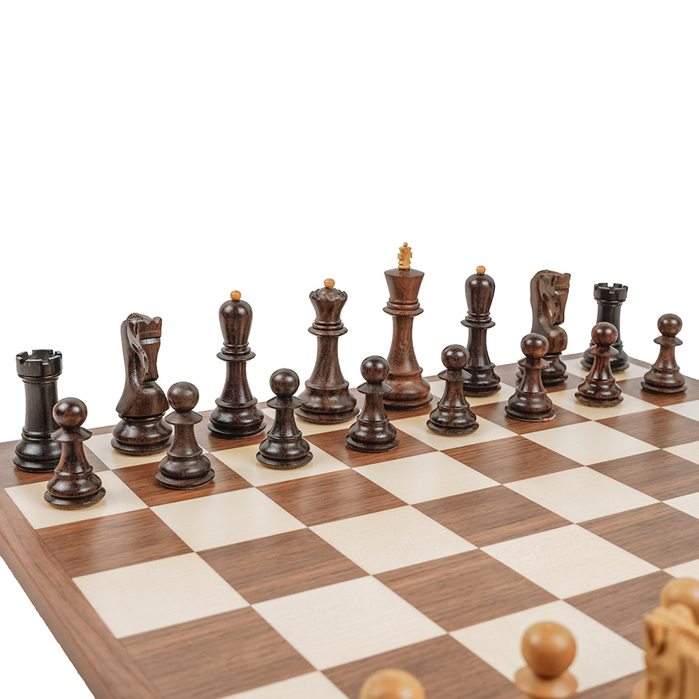 Linacre chess pieces: Russian Staunton style in triple-weighted rosewood and boxwood