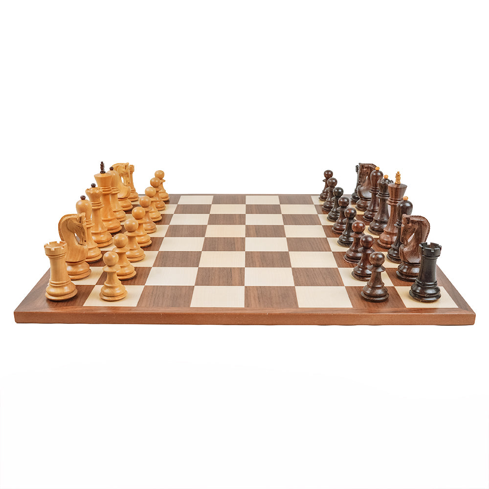 Linacre chess pieces: Russian Staunton style in triple-weighted rosewood and boxwood