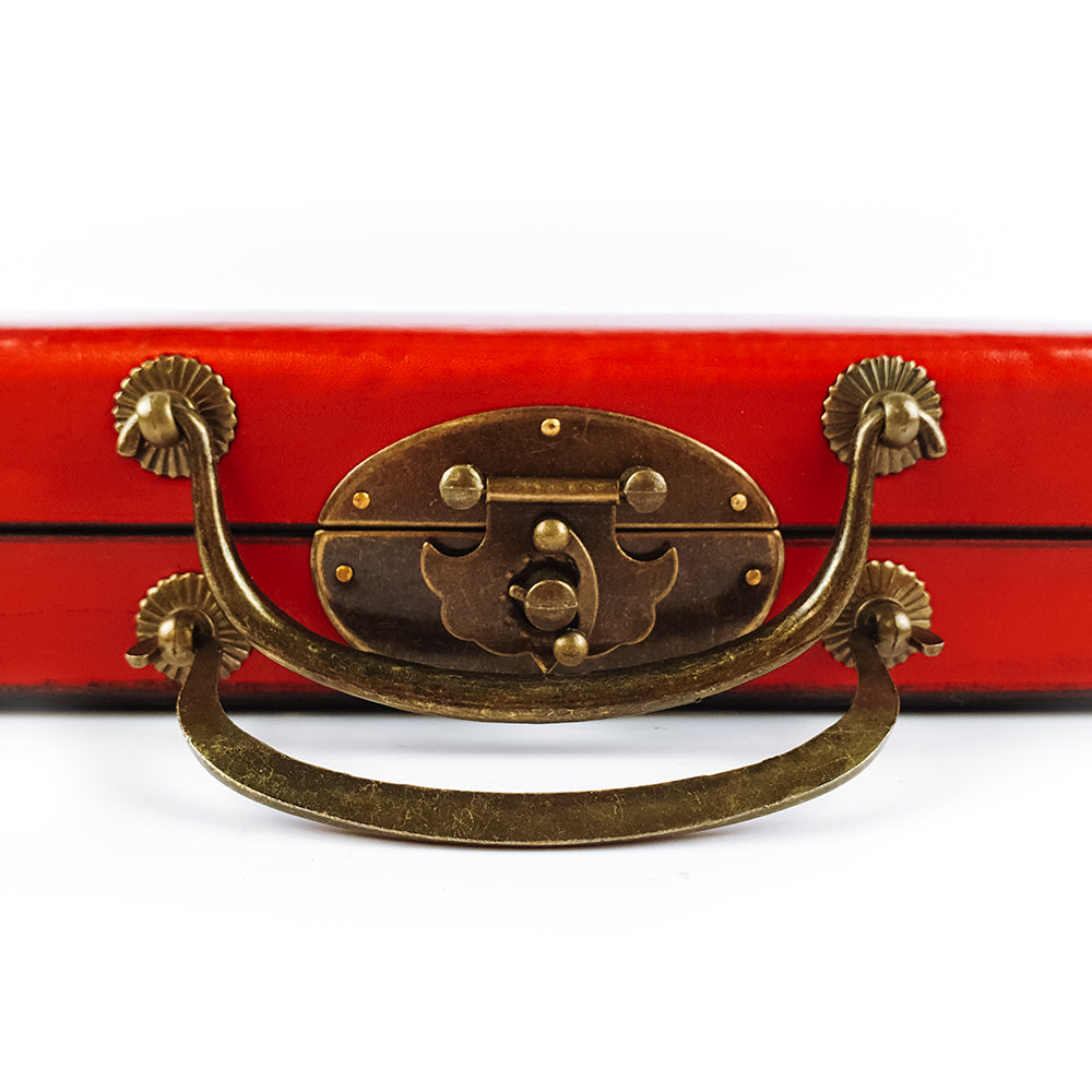 Dragon motif wooden case mah jong set (acrylic tiles)