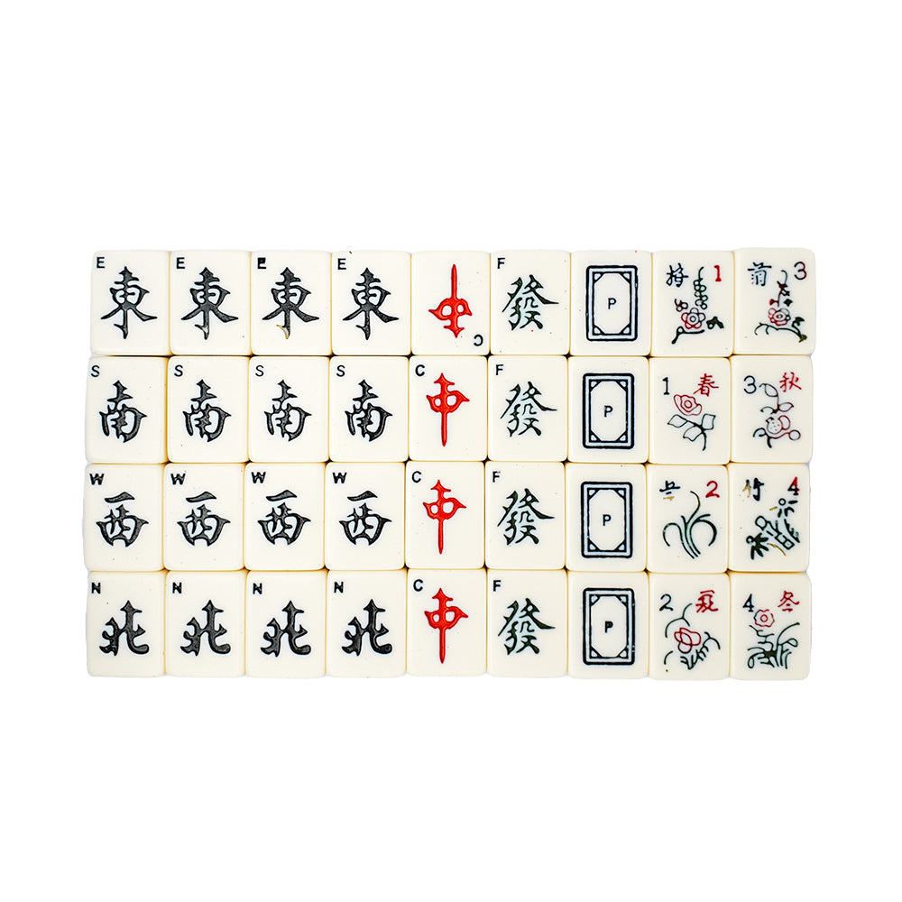 Dragon motif wooden case mah jong set (acrylic tiles)