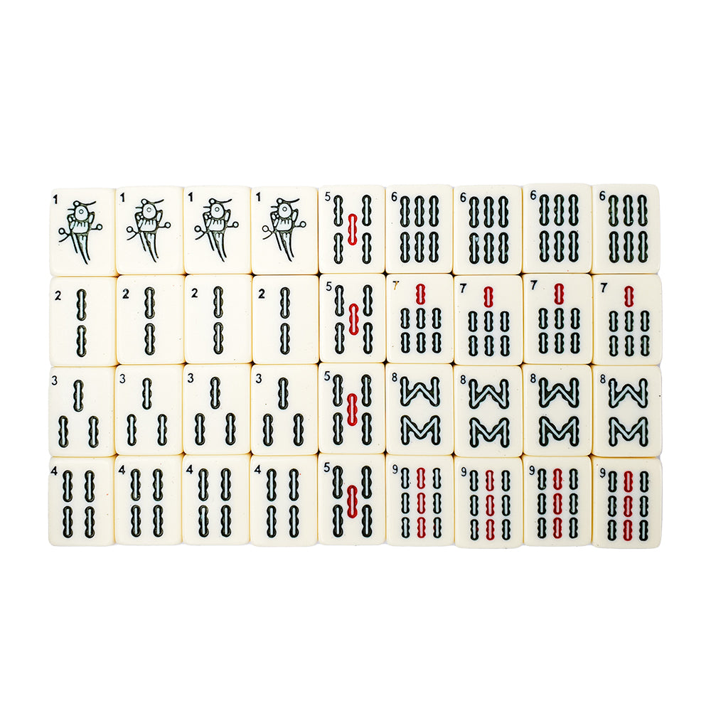 Dragon motif wooden case mah jong set (acrylic tiles)