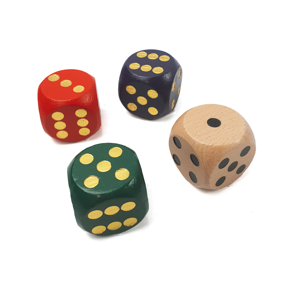 6sided standard medium (35mm) wooden dice various colours (d6