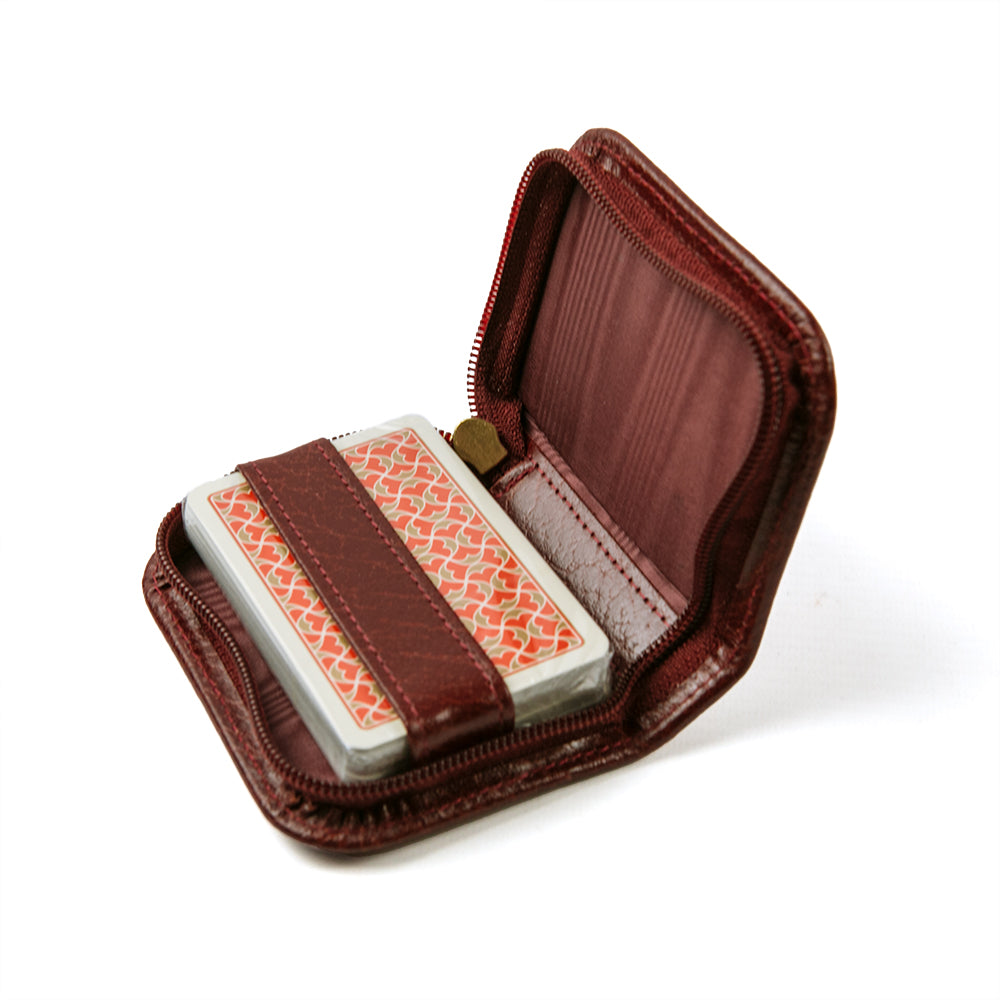 Leather wallet single deck of playing cards