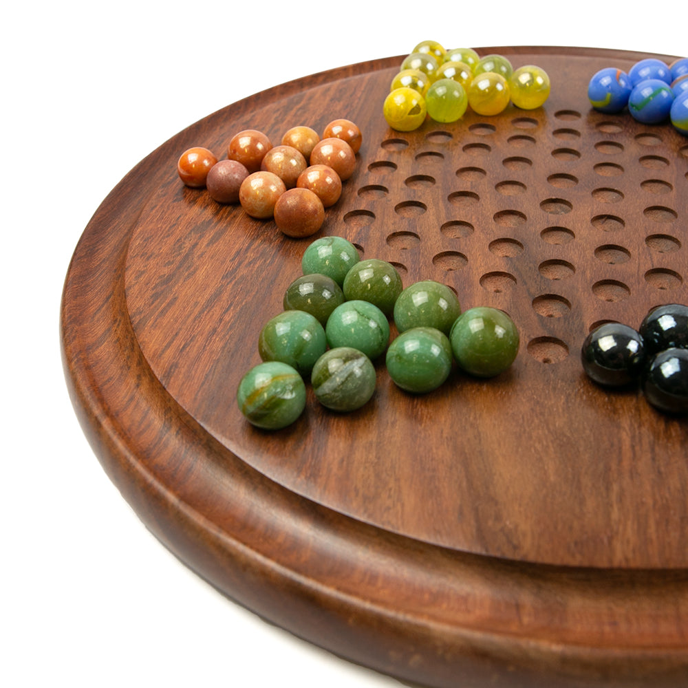 Wooden Chinese Checkers (12" diameter) with marbles