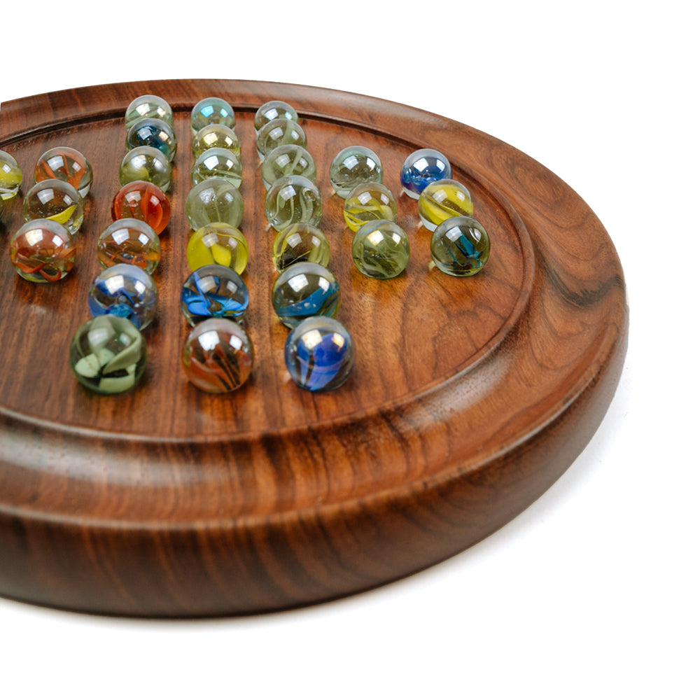 Wooden Solitaire with Marbles