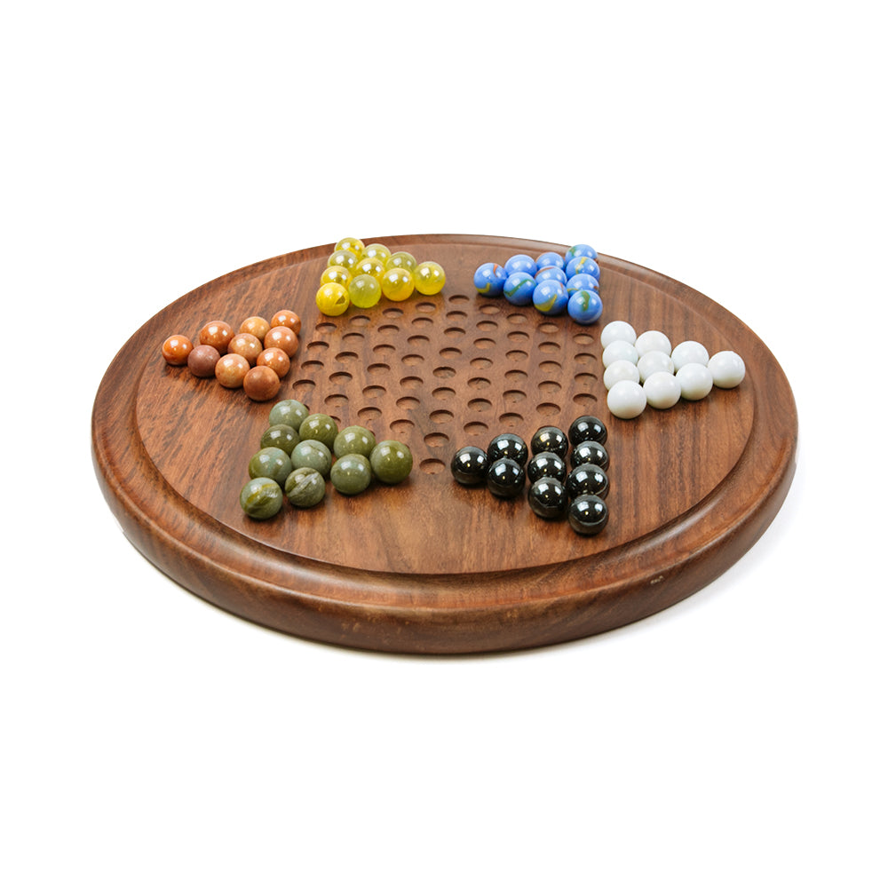 Wooden Chinese Checkers (12" diameter) with marbles