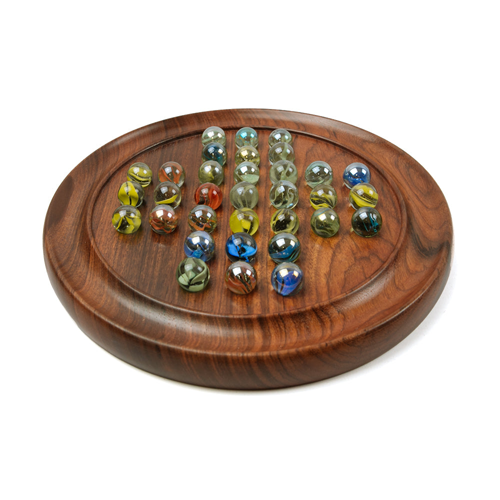Wooden Solitaire with Marbles