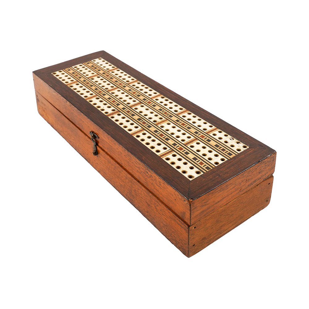 Three-Handed Mahogany Cribbage Board - 1880