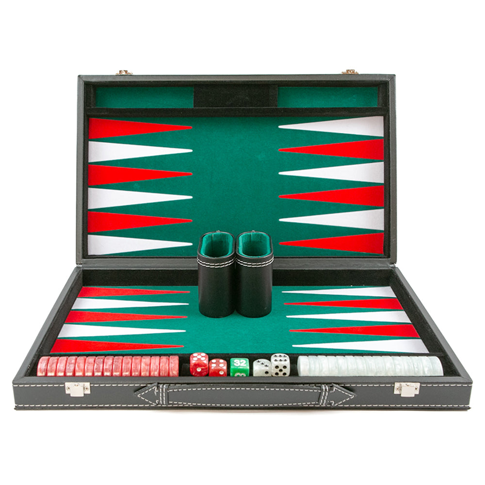 Tournament Backgammon: Faux Leather (green interior)