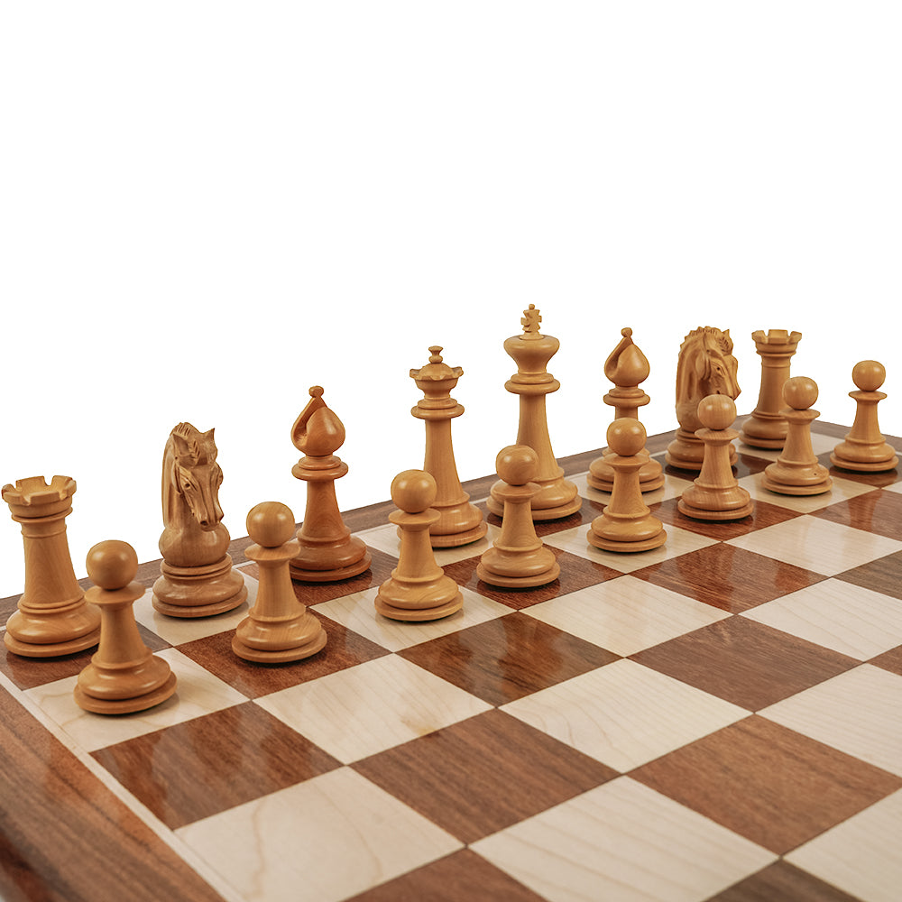 University chess pieces: Staunton style triple-weighted acacia wood