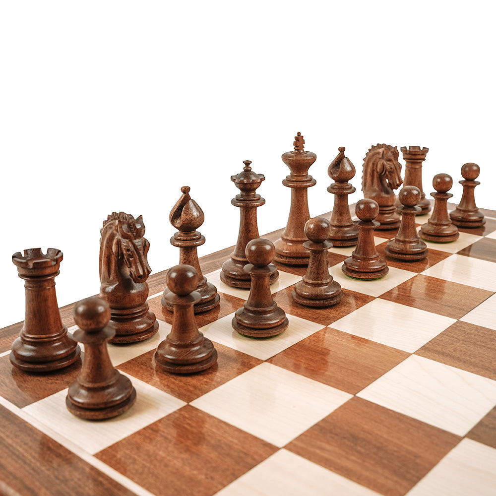 University chess pieces: Staunton style triple-weighted acacia wood