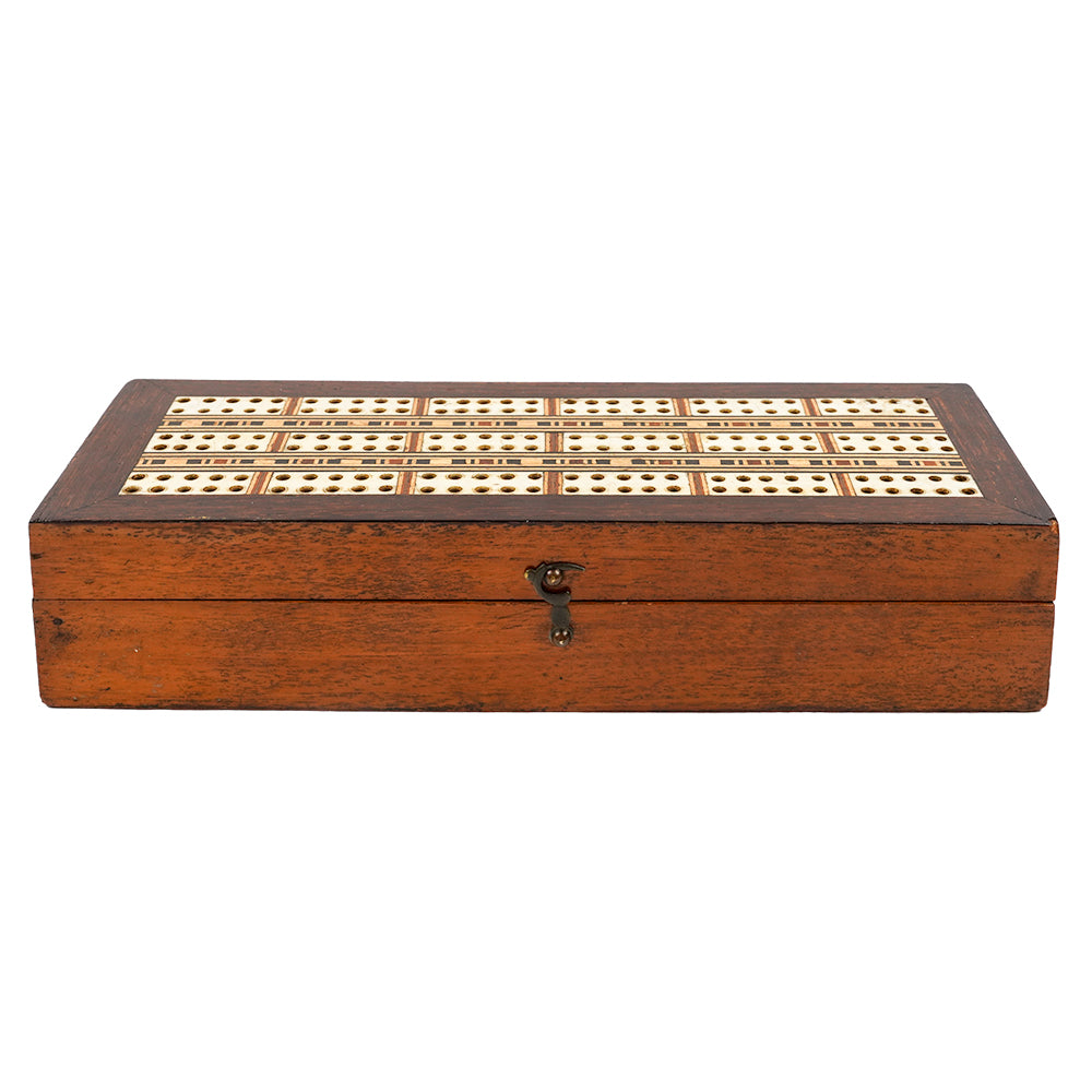 Three-Handed Mahogany Cribbage Board - 1880