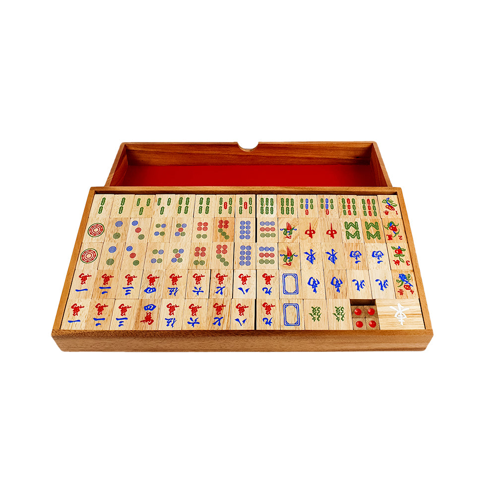 Wooden case mah jong set (wooden tiles)