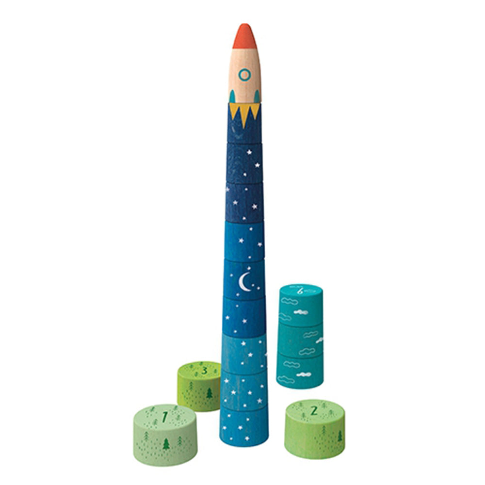 Wooden stacking game: up to the stars!